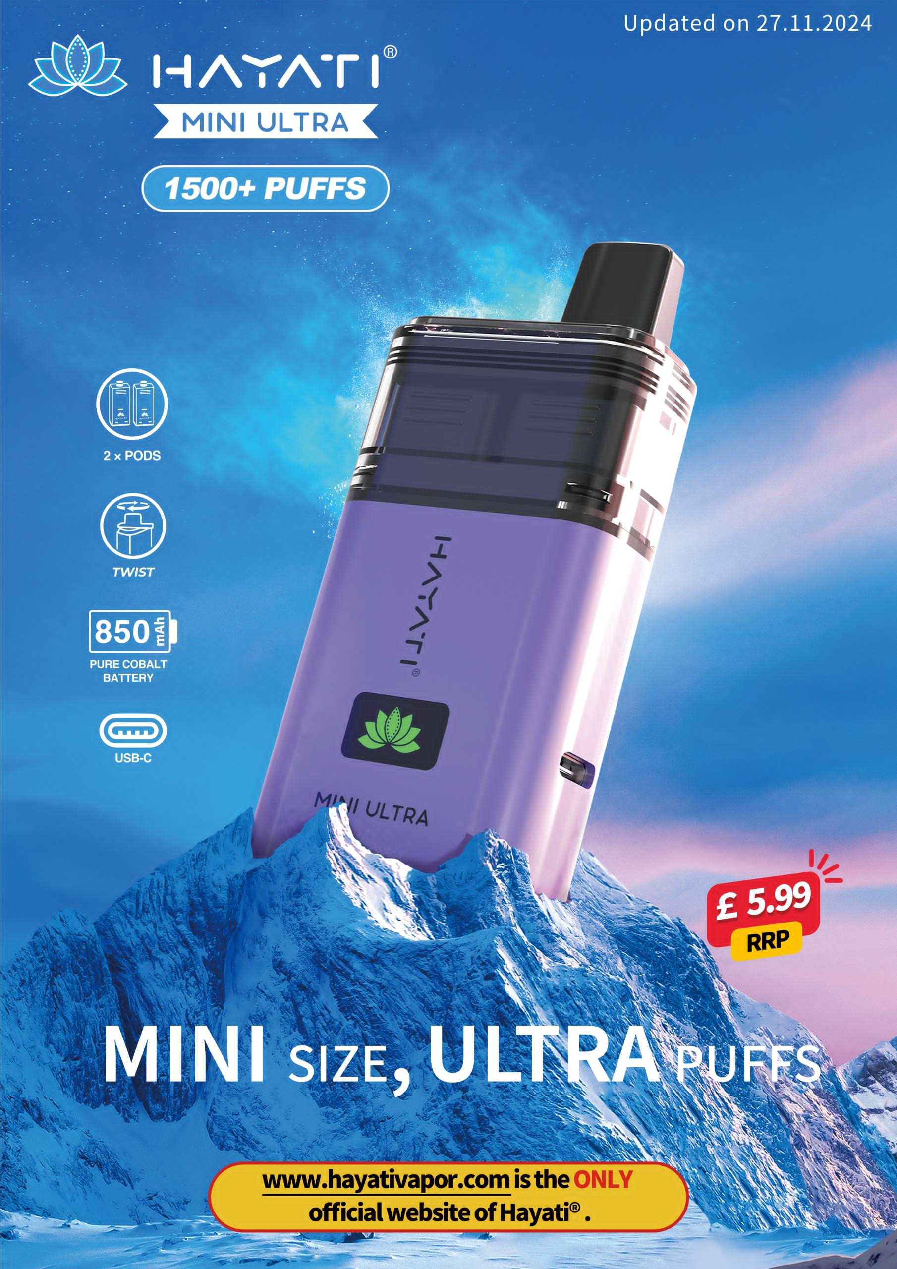 Hayati Mini Ultra 1500 Puffs Disposable Pod